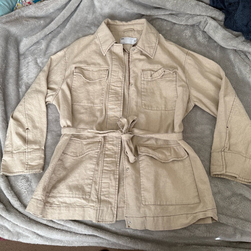 ASOS DESIGN slouchy four pocket linen jacket